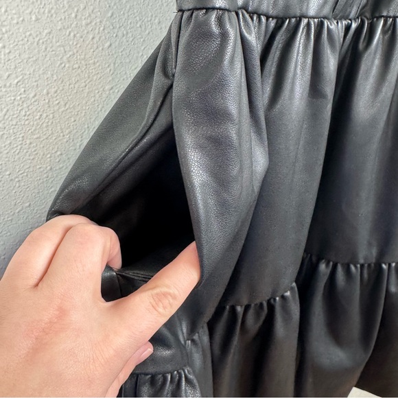 Fate Black Faux Leather Mini Dress Size Medium - Picture 4 of 7